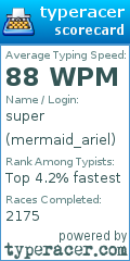 Scorecard for user mermaid_ariel