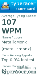 Scorecard for user metallicmonk