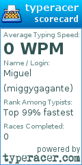 Scorecard for user miggygagante