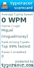 Scorecard for user miguelmorey