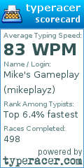 Scorecard for user mikeplayz