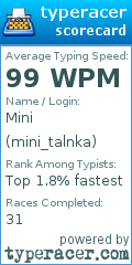 Scorecard for user mini_talnka