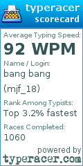 Scorecard for user mjf_18