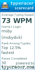 Scorecard for user mobydick