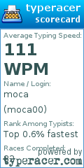 Scorecard for user moca00