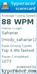 Scorecard for user mody_sahariar1