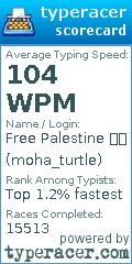 Scorecard for user moha_turtle