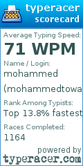 Scorecard for user mohammedtowaileb