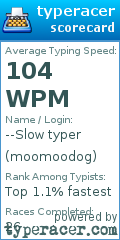 Scorecard for user moomoodog
