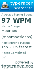 Scorecard for user moomoosleeps