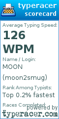Scorecard for user moon2smug