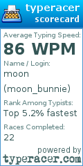 Scorecard for user moon_bunnie