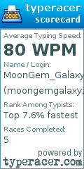 Scorecard for user moongemgalaxyz