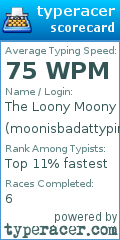 Scorecard for user moonisbadattyping