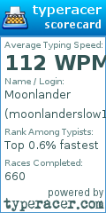 Scorecard for user moonlanderslow1