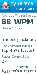 Scorecard for user mooseymcknuckle