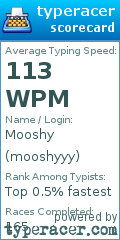 Scorecard for user mooshyyy