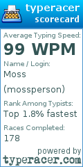 Scorecard for user mossperson