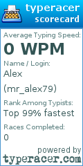 Scorecard for user mr_alex79