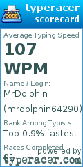Scorecard for user mrdolphin64290
