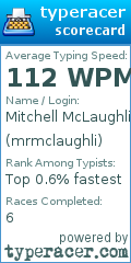 Scorecard for user mrmclaughli