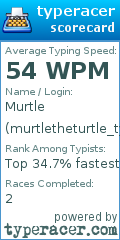 Scorecard for user murtletheturtle_typer
