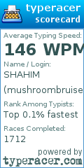 Scorecard for user mushroombruiser