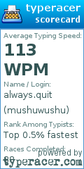 Scorecard for user mushuwushu