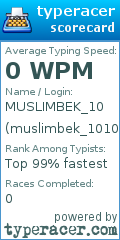 Scorecard for user muslimbek_1010