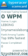 Scorecard for user mynameislebong