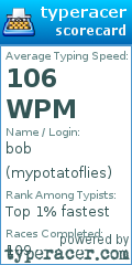 Scorecard for user mypotatoflies