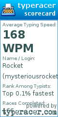 Scorecard for user mysteriousrocket