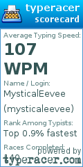 Scorecard for user mysticaleevee