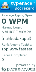 Scorecard for user nahkodakapal