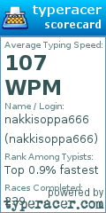 Scorecard for user nakkisoppa666