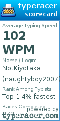 Scorecard for user naughtyboy2007