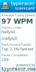 Scorecard for user nellylol