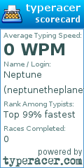 Scorecard for user neptunetheplanet