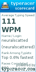 Scorecard for user neuralscattered