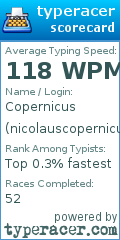 Scorecard for user nicolauscopernicus