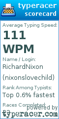 Scorecard for user nixonslovechild
