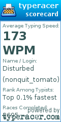 Scorecard for user nonquit_tomato