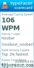 Scorecard for user noobest_noober