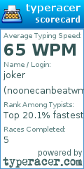 Scorecard for user noonecanbeatwme