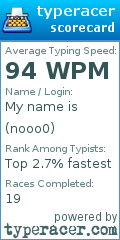 Scorecard for user nooo0