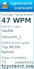 Scorecard for user nouxmn_