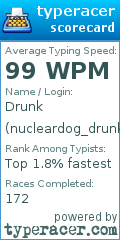 Scorecard for user nucleardog_drunk