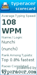 Scorecard for user nunchi