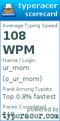 Scorecard for user o_ur_mom