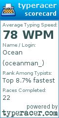 Scorecard for user oceanman_